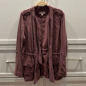 Purple cardigan style lightweight jacket